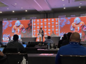Tennessee wide receiver Velus Jones Jr. at SEC Media Days 2021